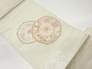 華文に花々模様刺繍名古屋帯